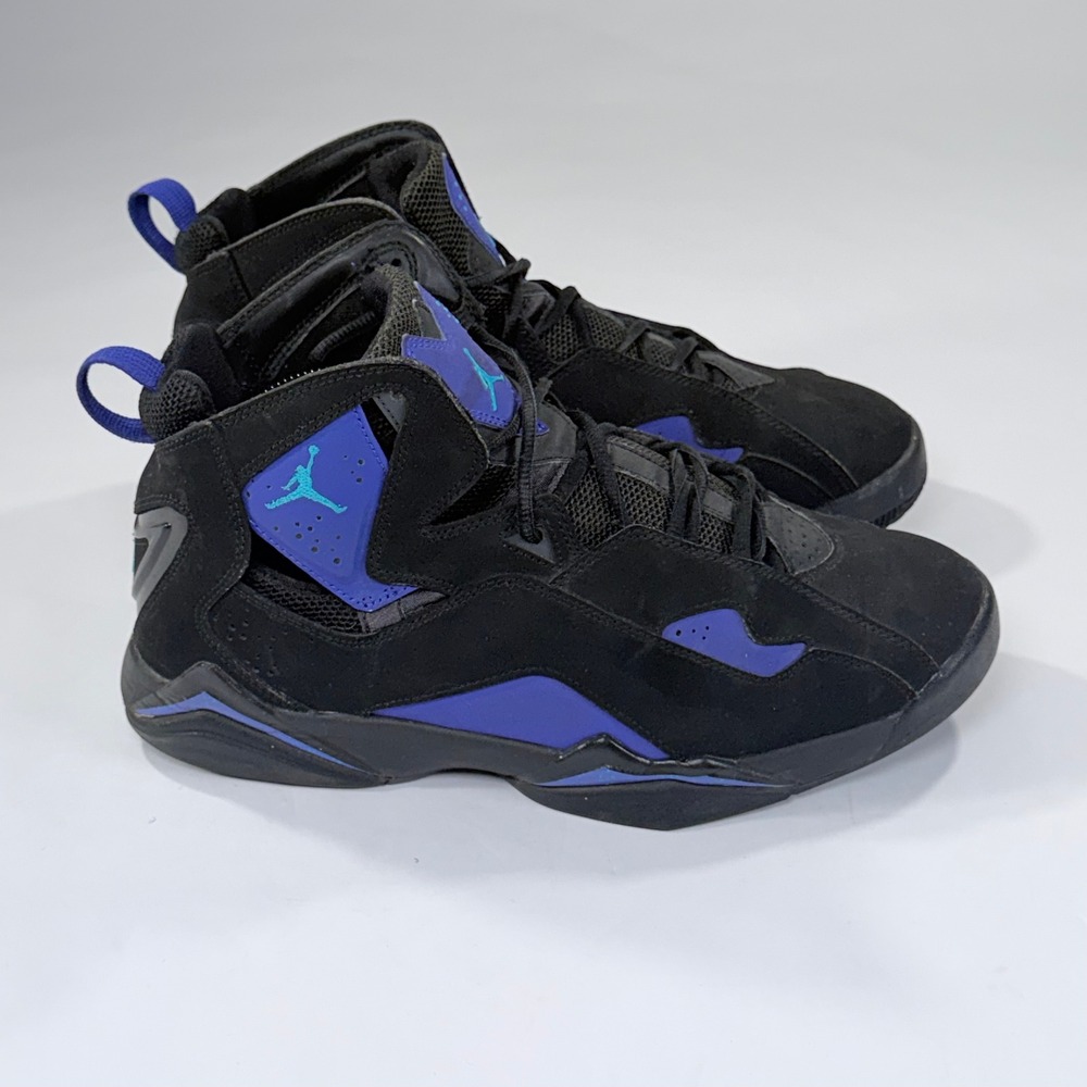 Jordan True Flight Sneaker Men 9.5 Black Blue Lagoon Retro Basketball 342964-040